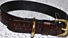 Lederhalsband Gravur / Prägung  Lederfarbe Braun 40-49 cm 2,4 Breit genäht