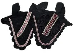 Fliegenhaube Baumwolle Glitzer Strass Fliegenohren VB WB X- Full Braun Rosa Blmchen Schwarz