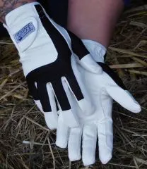 Reithandschuhe Schwarz Wei XXS XS S M L Kunstleder + Netz Damen Kinder Handschuhe Kunstleder