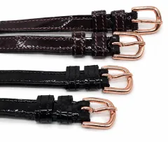 Sporen Riemen Leder Lack Braun Schwarz Sporenriemen Schnalle Ros�gold Rosegold