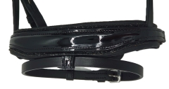 Trense BLACK SIS Glitzer Minishetty Mini Shetty Welsh Leder Lack ergonomisch weich unterlegt